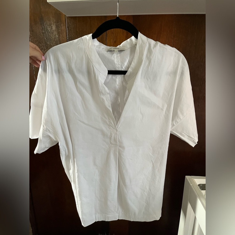 Vince split-neck linen top